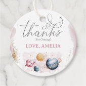 Outer Space Girl Verjaardag Galaxy Sterren Planete Bedankjes Labels (Voorkant)