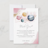 Outer Space Girl Verjaardag Galaxy Sterren Planete Bedankkaart (Voorkant)