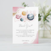 Outer Space Girl Verjaardag Galaxy Sterren Planete Bedankkaart (Staand voorkant)