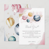 Outer Space Girl Verjaardag Galaxy Sterren Planete Bedankkaart (Voorkant / Achterkant)