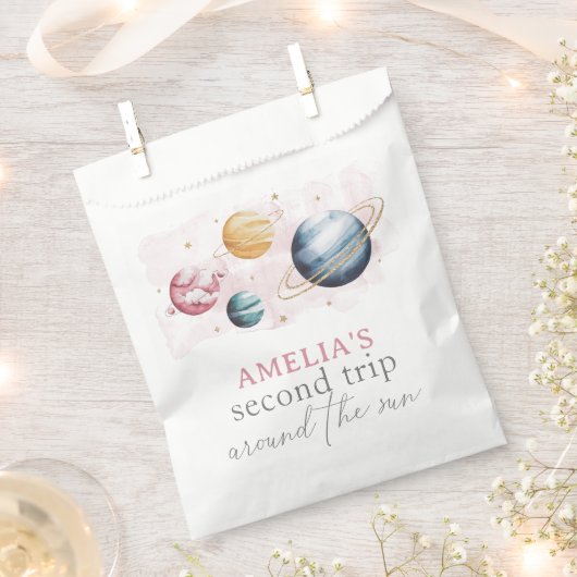 Outer Space Girl Verjaardag Galaxy Sterren Planete Bedankzakje (Geknipt)