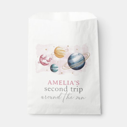 Outer Space Girl Verjaardag Galaxy Sterren Planete Bedankzakje (Voorkant)