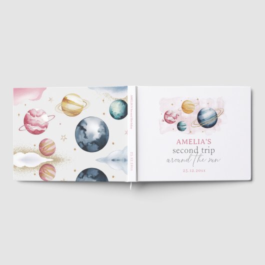 Outer Space Girl Verjaardag Galaxy Sterren Planete Gastenboek (Volledig)