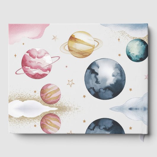 Outer Space Girl Verjaardag Galaxy Sterren Planete Gastenboek (Achterkant)