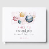 Outer Space Girl Verjaardag Galaxy Sterren Planete Gastenboek (Voorkant)