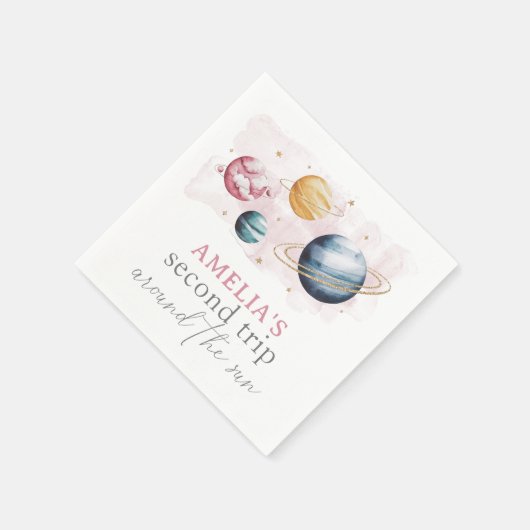 Outer Space Girl Verjaardag Galaxy Sterren Planete Servet (Hoek)