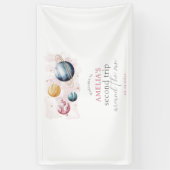 Outer Space Girl Verjaardag Galaxy Sterren Planete Spandoek (Verticaal)