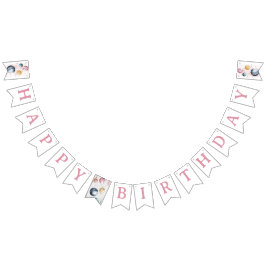 Outer Space Girl Verjaardag Galaxy Sterren Planete Vlaggetjes