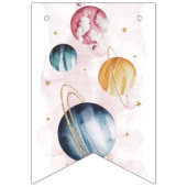 Outer Space Girl Verjaardag Galaxy Sterren Planete Vlaggetjes (Eerste vlag)