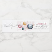 Outer Space Girl Verjaardag Galaxy Sterren Planete Waterfles Etiket (Enkel label)