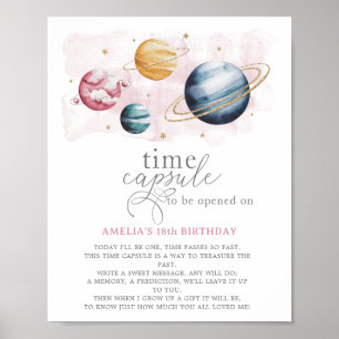 Outer Space Girl Verjaardag Galaxy Time Capsule Poster