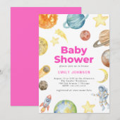 Outer Space Girls Baby shower uitnodiging (Voorkant / Achterkant)