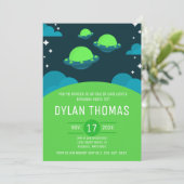 Outer Space Kids Uitnodiging voor verjaardagsfeest (Staand voorkant)