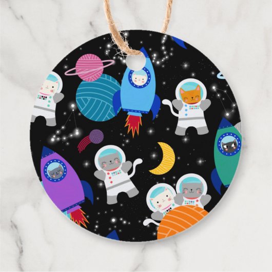 Outer Space Kittens Kat Astronaut Kinderen Verjaar Bedankjes Labels (Achterkant)