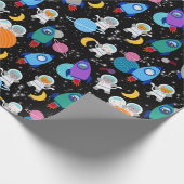 Outer Space Kittens Kat Astronaut Kinderen Verjaar Cadeaupapier (Hoek)