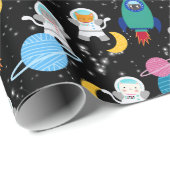 Outer Space Kittens Kat Astronaut Kinderen Verjaar Cadeaupapier (Rol Hoek)