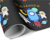 Outer Space Kittens Kat Astronaut Kinderen Verjaar Cadeaupapier (Rol Hoek)