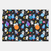Outer Space Kittens Kat Astronaut Kinderen Verjaar Inpakpapier Vel (Voorkant)