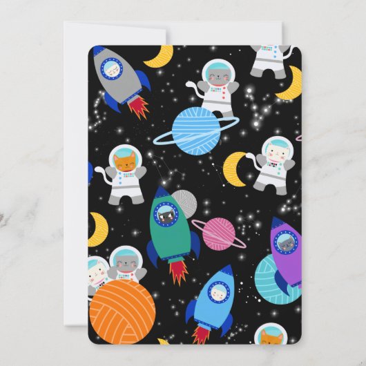 Outer Space Kittens Kat Astronaut Kinderen Verjaar Kaart (Achterkant)