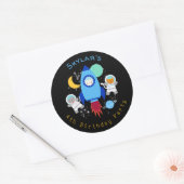 Outer Space Kittens Kat Astronaut Kinderen Verjaar Ronde Sticker (Envelop)