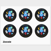 Outer Space Kittens Kat Astronaut Kinderen Verjaar Ronde Sticker (Vel)