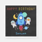 Outer Space Kittens Kat Astronaut Kinderen Verjaar Servet (Voorkant)