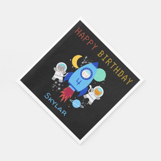 Outer Space Kittens Kat Astronaut Kinderen Verjaar Servet (Hoek)