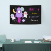 Outer Space Kittens Kat Astronaut Kinderen Verjaar Spandoek (Beurs)