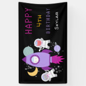 Outer Space Kittens Kat Astronaut Kinderen Verjaar Spandoek (Verticaal)