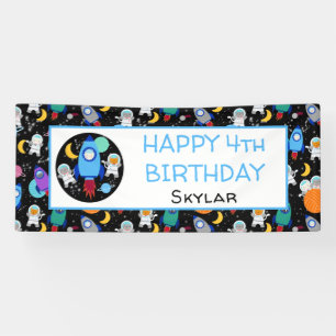 Outer Space Kittens Kat Astronaut Kinderen Verjaar Spandoek