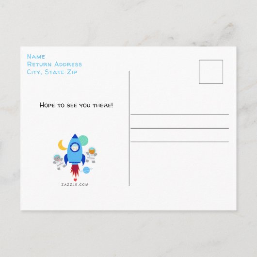 Outer Space Kittens Kat Astronaut Kinderen Verjaar Uitnodiging Briefkaart (Achterkant)