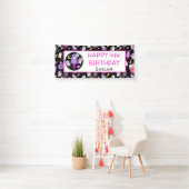 Outer Space Kittens Kat Astronaut Paarse Verjaarda Spandoek (Insitu)