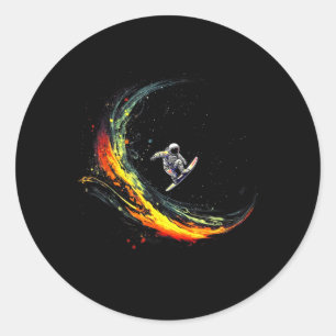 Outer Space Lijdende T-shirts, Grappige Astronaut Ronde Sticker