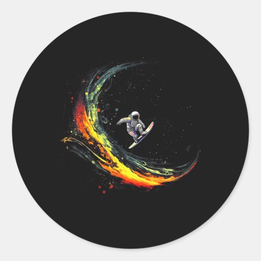 Outer Space Lijdende T-shirts, Grappige Astronaut Ronde Sticker (Voorkant)
