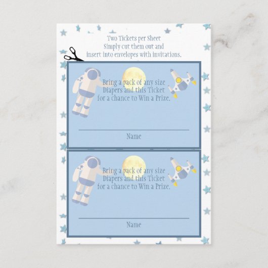 Outer Space Luier Raffle Informatiekaartje (Voorkant)