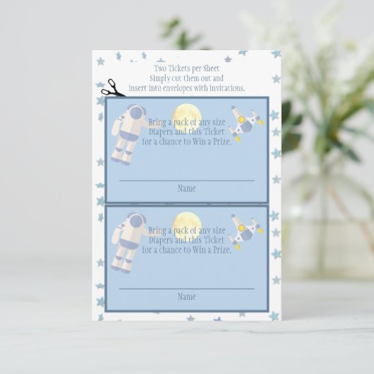 Outer Space Luier Raffle Informatiekaartje (Staand voorkant)