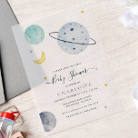 Outer Space Modern Baby shower Vellum Uitnodigingen<br><div class="desc">Baby shower Outer Space Planet. Deze leuke en nerdy baby shower-uitnodiging is geweldig voor het organiseren van een themafeest in de ruimte voor de aanstaande moeder. Voeg de details toe aan de kaart door op de knop "Personaliseren" te klikken.</div>