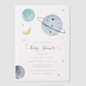 Outer Space Modern Baby shower Vellum Uitnodigingen (Voorkant)
