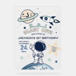 Outer Space Out of this World 1e Verjaardag Welkom Acryl Bord