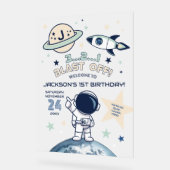 Outer Space Out of this World 1e Verjaardag Welkom Acryl Bord (Hoek)