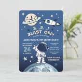 Outer Space Out of this World 1st Birthday Kaart (Staand voorkant)