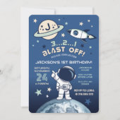 Outer Space Out of this World 1st Birthday Kaart (Voorkant)