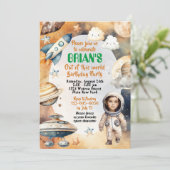 Outer Space Out of this World Birthday with Photo Kaart (Staand voorkant)