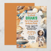 Outer Space Out of this World Birthday with Photo Kaart (Voorkant / Achterkant)