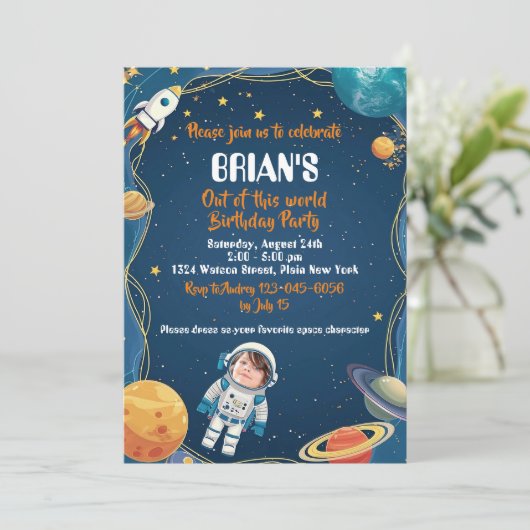 Outer Space Out of this World Verjaardag Kaart (Staand voorkant)