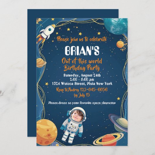 Outer Space Out of this World Verjaardag Kaart (Voorkant / Achterkant)