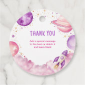 Outer Space Paarse Roze Verjaardag Bedankt Bedankjes Labels (Achterkant)