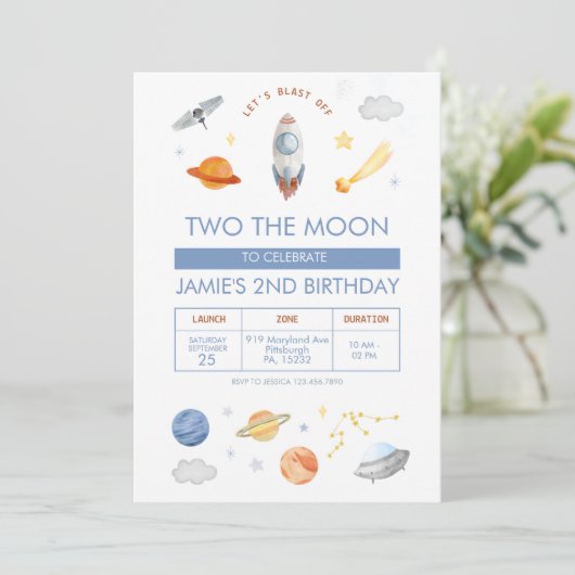 Outer Space Party Astronaut 2e verjaardag Kaart (Staand voorkant)