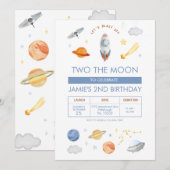 Outer Space Party Astronaut 2e verjaardag Kaart (Voorkant / Achterkant)