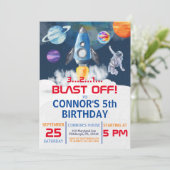 Outer Space Party Astronaut Uitnodiging voor verja (Staand voorkant)